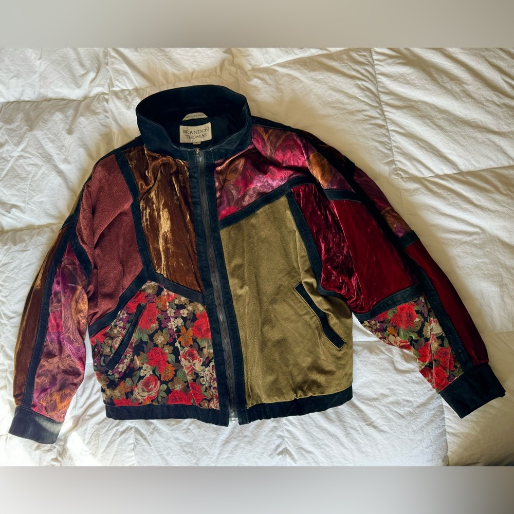 Vintage Brandon Thomas Leather Patchwork Bomber J… - image 1